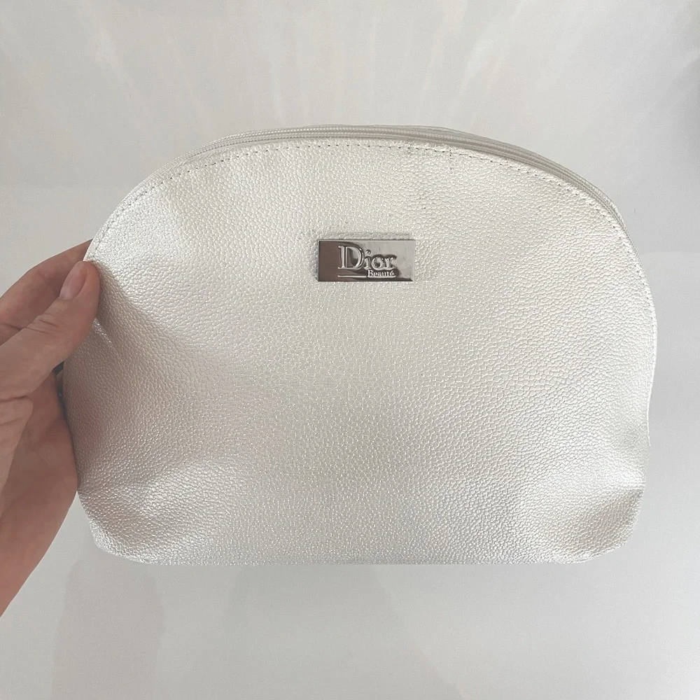 DIOR VINTAGE White Cosmetic Bag with signature Texture purse bridal wedding
